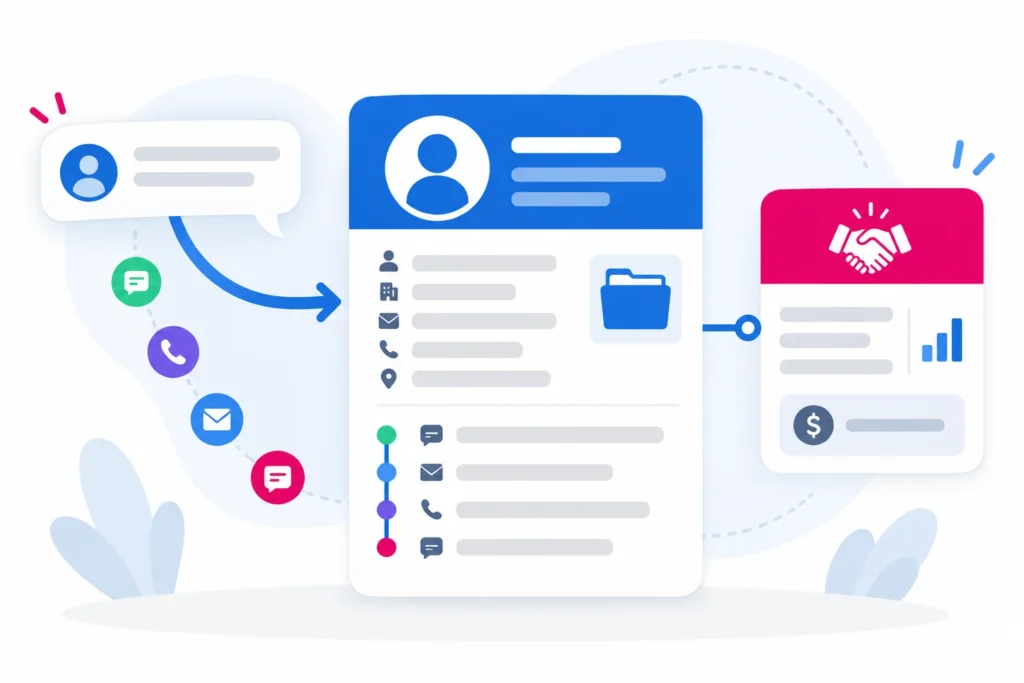 Связь переписки открытой линии с карточкой клиента и сделкой в CRM
